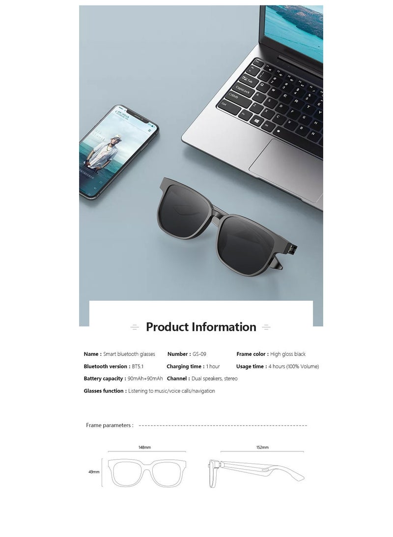 نظارات شمسية مضادة للضوء الأزرق، سماعة رأس بخاصية البلوتوث، نظارات ذكية صوتية بتقنية الذكاء الاصطناعي - Image 3