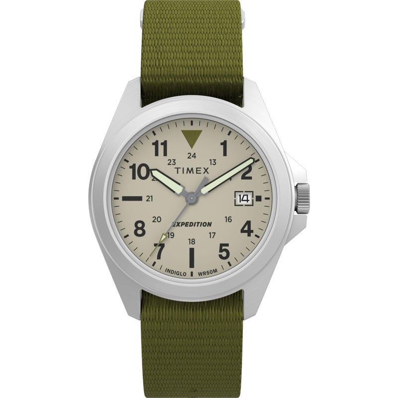 Timex Unisex Expedition Field 36mm Watch - Green Strap Natural Dial Silver-Tone Case - Image 1