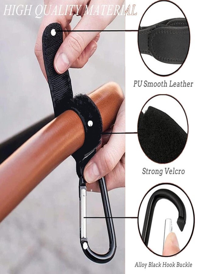 YEMCHI 5 Pack Colorful Baby Stroller Hooks Clip for Hanging, Universal Stroller Carabiner Clip,Mommy Hook for Diaper Bag, Purse, Holder Adjustable PU Leather Hanger Clips, Gift for Babys Mom - Image 3