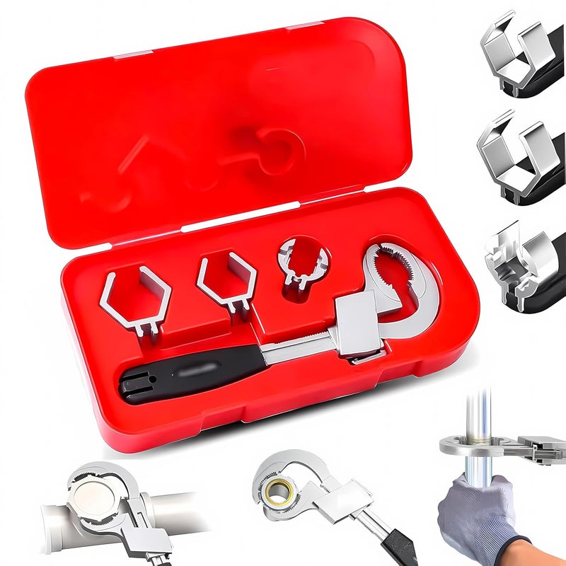 RetLeen Universal Adjustable DoubleEnded Wrench 80mm Large Opening Pipe Wrench Aluminum Alloy Ratcheting Crescent Wrench Ideal for Plumbing Repair Bathroom Fixtures and Furniture Assembly - Image 5