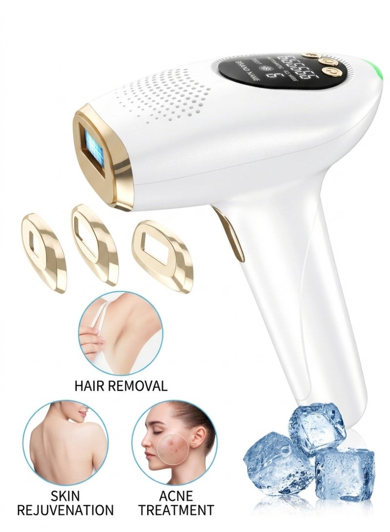 جهاز إزالة الشعر بتقنية IPL – 999,999 ومضة، 9 مستويات طاقة، وضعي التشغيل التلقائي واليدوي، لتقليل نمو الشعر طويل الأمد للنساء والرجال - Image 4