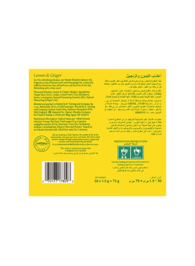 Twinings Infuso Lemon And Ginger Tea 50 Bags 46 Grams - Image 2