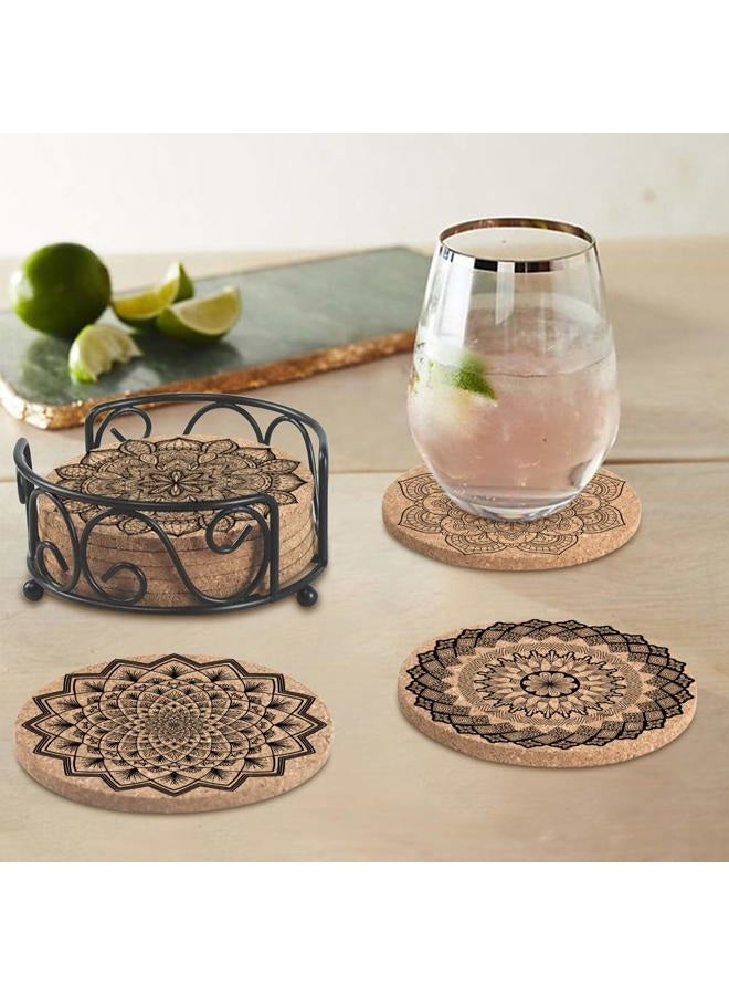 KFK Coasters for Drinks Absorbent Cork Coasters with Holder Housewarming Gifts for New Home Present for Friends,Living Room Decor,Apartment Decor - Image 5
