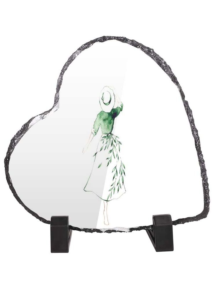 Service Zone Protective Printed White Heart Shape Marble Photo Frame for Table Top Portrait Of Lady 