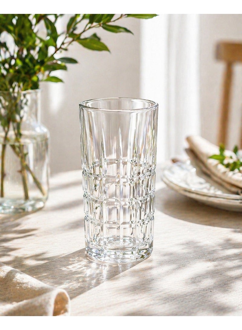 Home Pro Tall Clear Drinking Glass – Modern Textured Highball Glass for Water, Juice & Beverages - Image 4