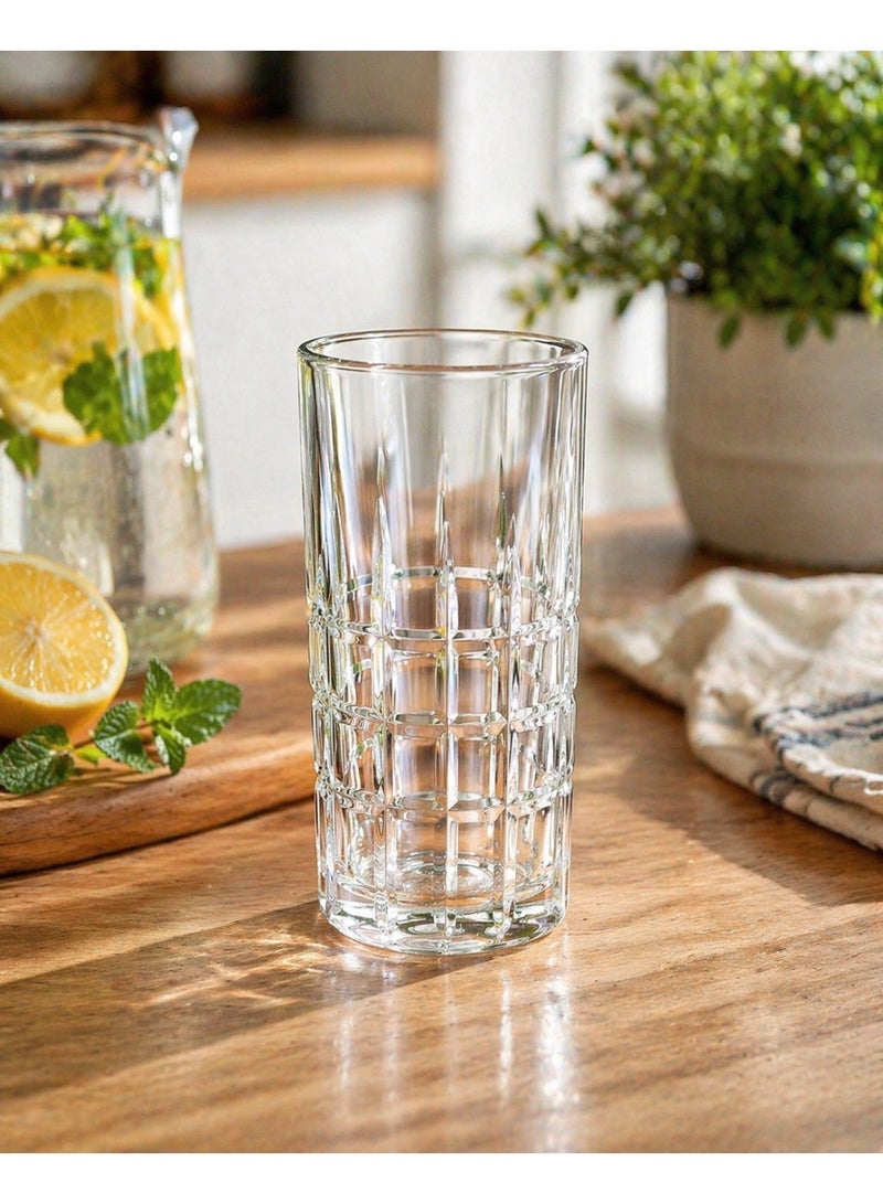 Home Pro Tall Clear Drinking Glass – Modern Textured Highball Glass for Water, Juice & Beverages - Image 3