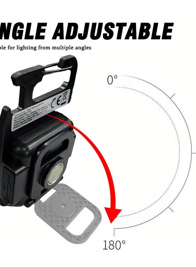 Rechargeable LED Keychain Flashlight Hands Free COB Torch With Magnet For Outdoor - Image 1