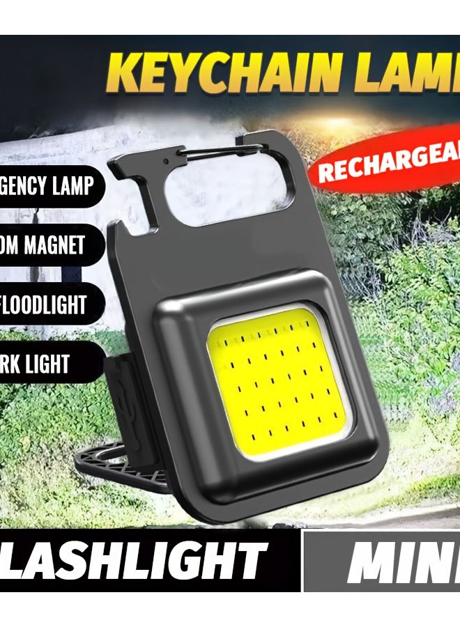 Rechargeable LED Keychain Flashlight Hands Free COB Torch With Magnet For Outdoor - Image 2