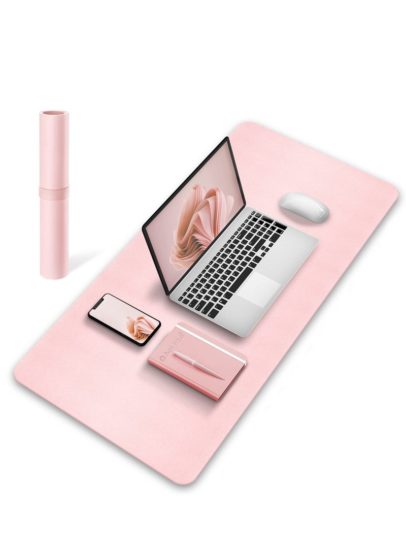Large Simple Style Waterproof Leather Gaming Mouse Pad Keyboard Pad Desk Pad Computer Pad Desk Pad Pink 800*400mm - Image 1