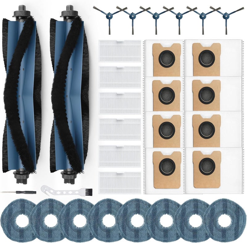 BUXEBUX 32 Pack C20 Omni Replacement Parts Accessories for Eufy C20 Omni Robot Vacuums kit, 2 Roller Brush, 6 HEPA Filters, 6 Side Brushes, 8 Mop Pads, 8 Dust Bags, 1 Clean Tool, 1 Screwdriver - Image 1