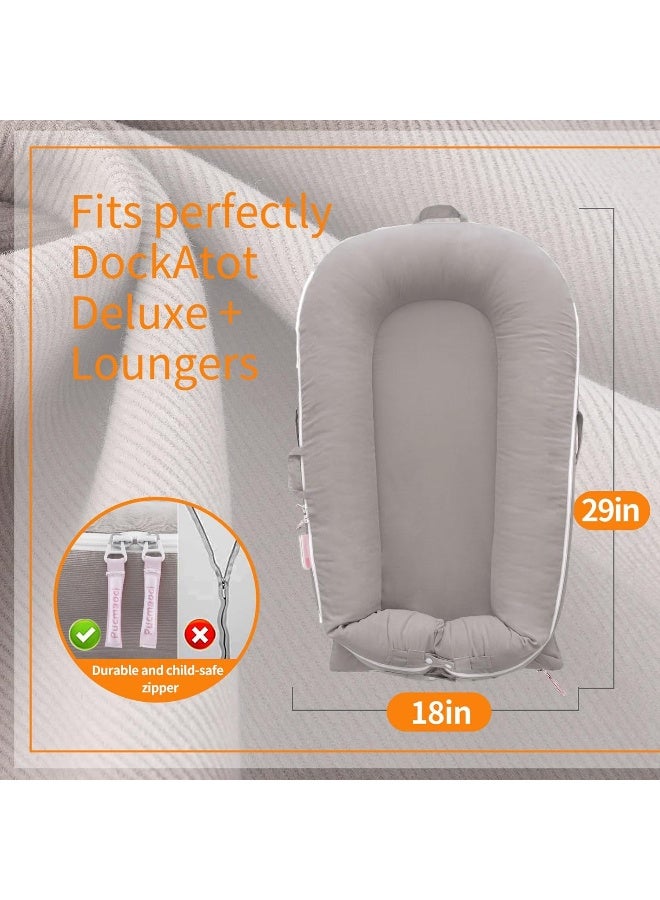 Pucmaoci Corduroy Baby Lounger Cover for Dockatot Deluxe + | 100% Cotton Hypoallergenic Newborn Premium Quality Spare Cover(Cover Only) (Grey) - Image 5