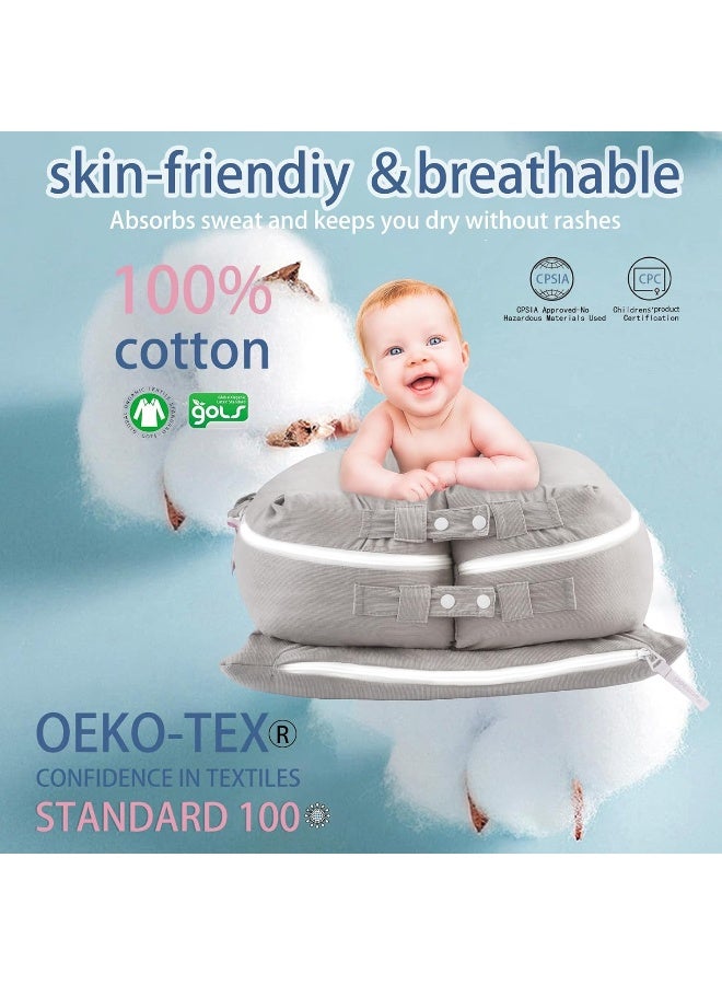 Pucmaoci Corduroy Baby Lounger Cover for Dockatot Deluxe + | 100% Cotton Hypoallergenic Newborn Premium Quality Spare Cover(Cover Only) (Grey) - Image 2