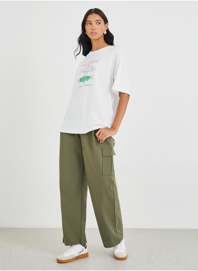Take Two Take Two Graphic Print Round Neck Oversized T-Shirt  - Image 2