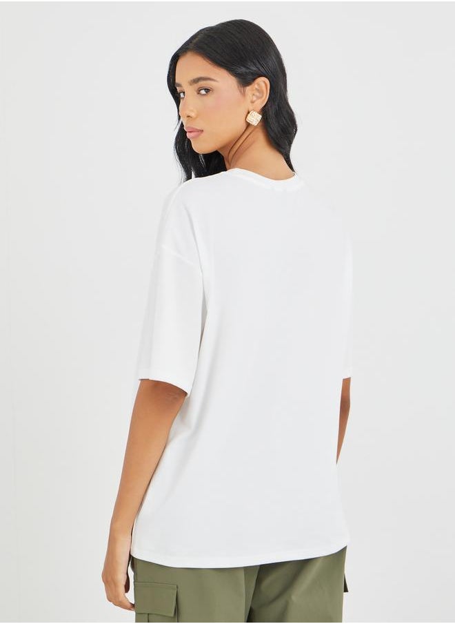 Take Two Take Two Graphic Print Round Neck Oversized T-Shirt  - Image 5