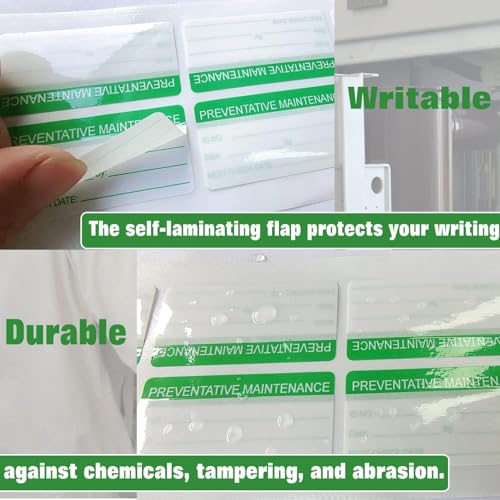Well Tile Self-Laminating Preventative Maintenance Stickers 1 x 2 Inch Waterproof Inspection Safety Label by/Date/Next Labels with Clear Flap 180 Pcs - Image 4