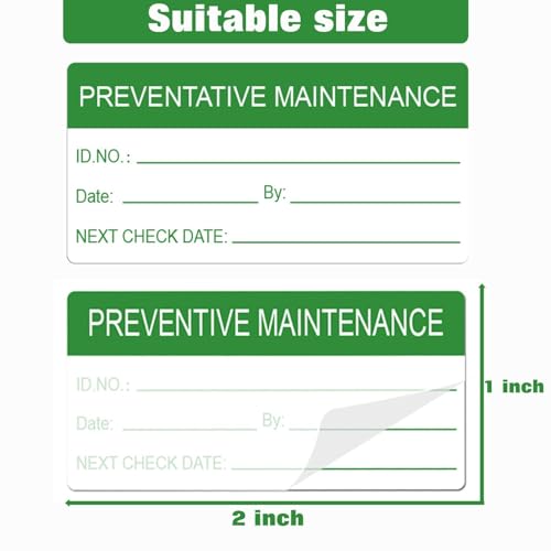 Well Tile Self-Laminating Preventative Maintenance Stickers 1 x 2 Inch Waterproof Inspection Safety Label by/Date/Next Labels with Clear Flap 180 Pcs - Image 2