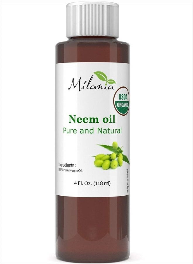 MILANIA - Premium Organic Neem Oil Virgin, Cold Pressed, Unrefined 100% Pure Natural Grade A. Excellent Quality.(4 Fl. Oz.) - Image 1
