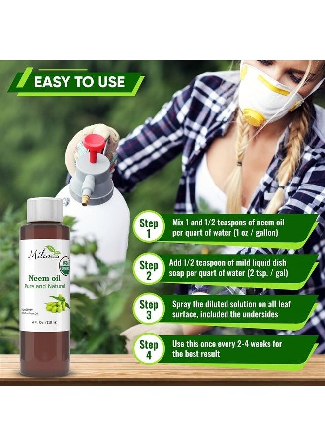 MILANIA - Premium Organic Neem Oil Virgin, Cold Pressed, Unrefined 100% Pure Natural Grade A. Excellent Quality.(4 Fl. Oz.) - Image 1