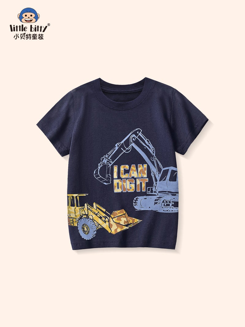 Boys T-Shirt Summer Cartoon Excavator Short Sleeve T-Shirt Boys Cotton T-Shirt Short Sleeve Top 2025 Style - Image 3