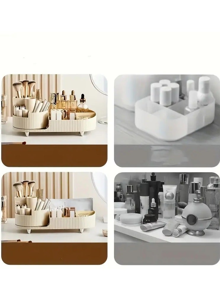 ORiTi Rotating Makeup Organizer For Vanity,Skincare & Cosmetics Organizer,For Storage Makeup Brush  Lipstics Holder -Beige - Image 2