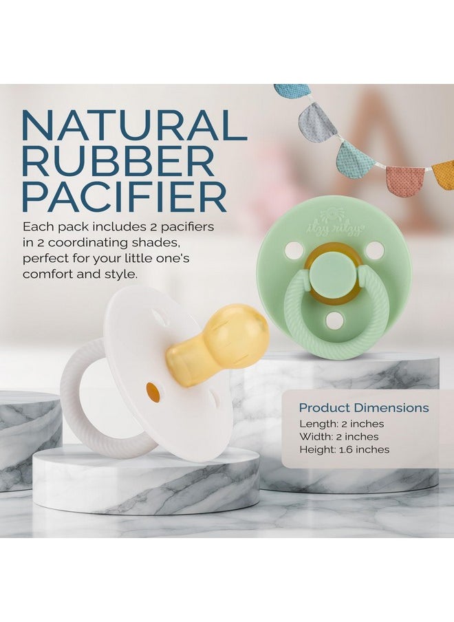 Itzy Ritzy Itzy Ritzy Natural Rubber Pacifiers, Set of 2 - Natural Rubber Newborn Pacifiers with Cherry-Shaped Nipple & Large Air Holes for Added Safety; Set of 2 in Mint & White, Ages 0 - 6 Months  - Image 1