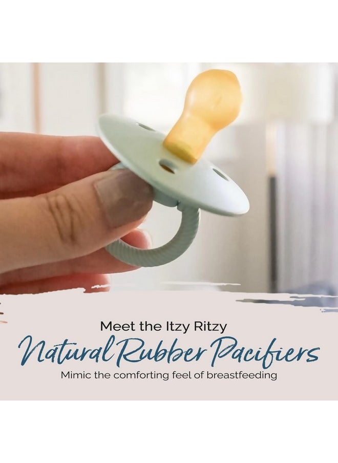 Itzy Ritzy Itzy Ritzy Natural Rubber Pacifiers, Set of 2 - Natural Rubber Newborn Pacifiers with Cherry-Shaped Nipple & Large Air Holes for Added Safety; Set of 2 in Mint & White, Ages 0 - 6 Months  - Image 4