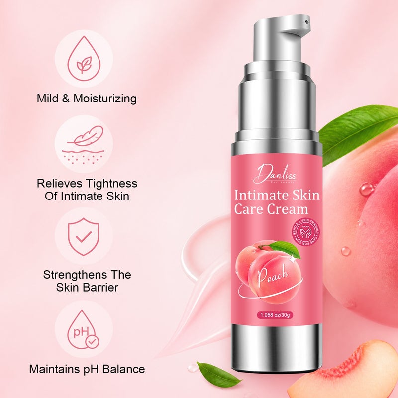 Danliss Peach Intimate Skin Care Cream 30g, Silver Pump Type, Brightens and Moisturizes, Mildly Acidic - Image 2