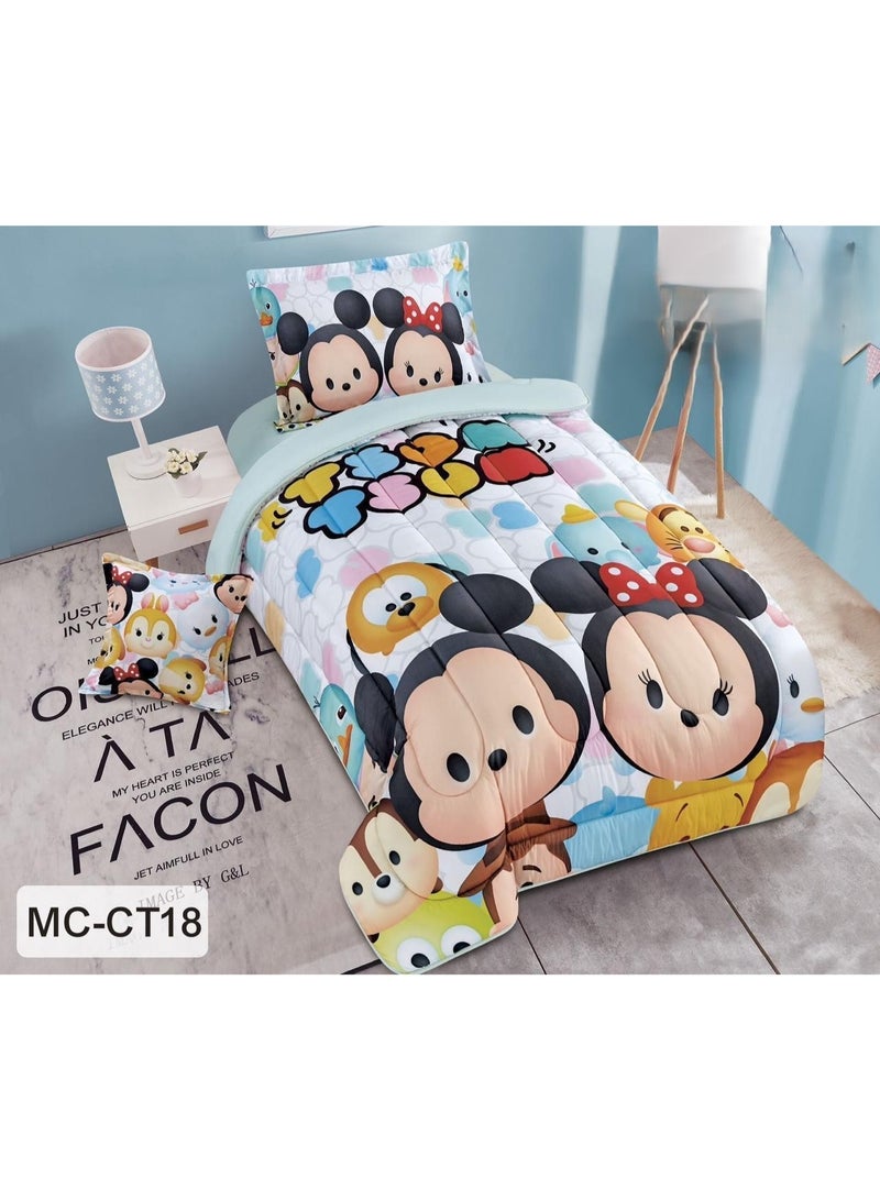 Gernetic Reversible Cartoons Printed4-Piece Comforter Set - Image 1