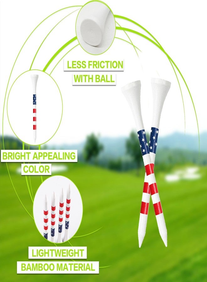 FINGER TEN Golf Tees Wood 3 1/4 2 3/4 Inch Wooden Bamboo 50/120 Count, Durable Biodegradable Colored Bulk Tee 70mm 83mm (USA Flag, 2 3/4 Inch(50 Pack)) - Image 3