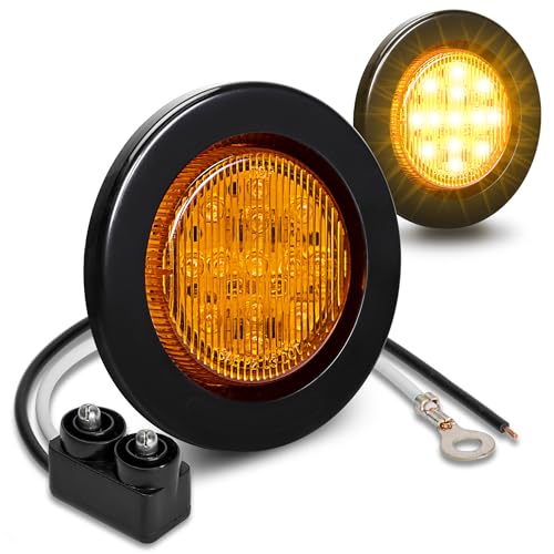 ONLINE LED STORE TRUE MODS 2pc 2.5" 12V Amber Round LED Clearance Side Marker Lights [DOT FMVSS 108] [SAE P2] [Reflector Lens] [Grommet & Plugs] [Flush-Mount] [Waterproof IP67] for Boat Trailer Semi Truck RV Peterbilt - Image 1