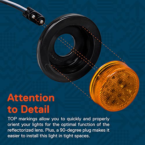 ONLINE LED STORE TRUE MODS 2pc 2.5" 12V Amber Round LED Clearance Side Marker Lights [DOT FMVSS 108] [SAE P2] [Reflector Lens] [Grommet & Plugs] [Flush-Mount] [Waterproof IP67] for Boat Trailer Semi Truck RV Peterbilt - Image 3