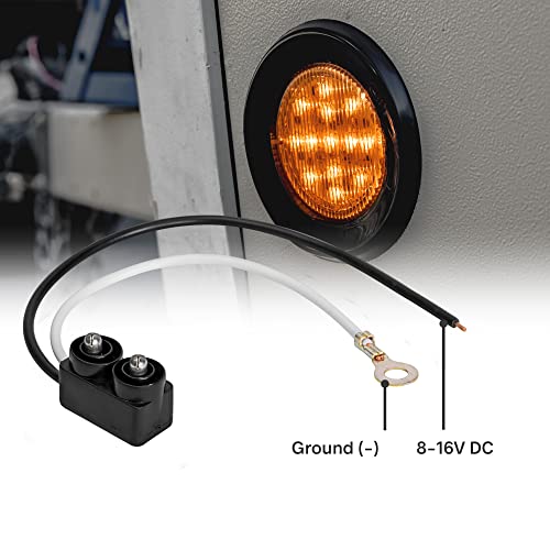 ONLINE LED STORE TRUE MODS 2pc 2.5" 12V Amber Round LED Clearance Side Marker Lights [DOT FMVSS 108] [SAE P2] [Reflector Lens] [Grommet & Plugs] [Flush-Mount] [Waterproof IP67] for Boat Trailer Semi Truck RV Peterbilt - Image 4