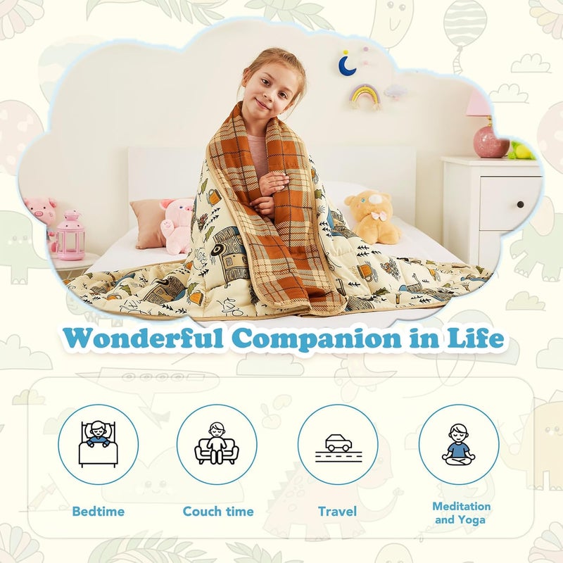 CuteKing Weighted Blanket - Weighted Blanket with Premium Glass Beads - Breathable Heavy Blanket for Comfort Sleep - Thick Blanket All Season(10lbs, 48"x72", Camping) - Image 4