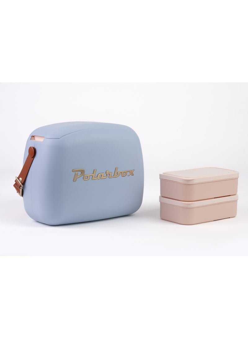Polarbox Polarbox® Retro Cooler Bag Bruma/Gold Urban 6L - Rigid Thermal Insulated Lunch Bag with 2 storage boxes - Outdoor Beach Picnic, Travel, Food & School - Polypropylene Portable Storage Convertible Lid  - Image 1