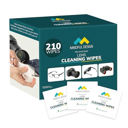 Mindful Design Lens Cleaning Wipes for Eyeglasses, 210ct - Individually Wrapped, Eye Glass Cleaning, Lens Wipes for Glasses/Sunglasses, Packaging May Vary - Image 1