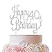 LINGTEER Happy 40th Birthday Silver Sparkly Rhinestone Cake Topper Cheers to Forty Years Old Bday Gift Keepsake Party Decoration - Image 3
