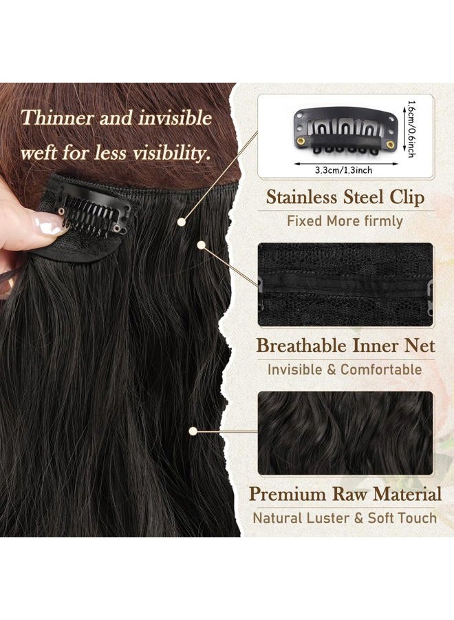 BARSDAR Clip-In Hair Extensions Black Brown 30 cm Wavy Short Clip-In Extensions for Women 6 Pieces Full Head Thick Synthetic Hairpieces Extensions - Black Brown - Image 3