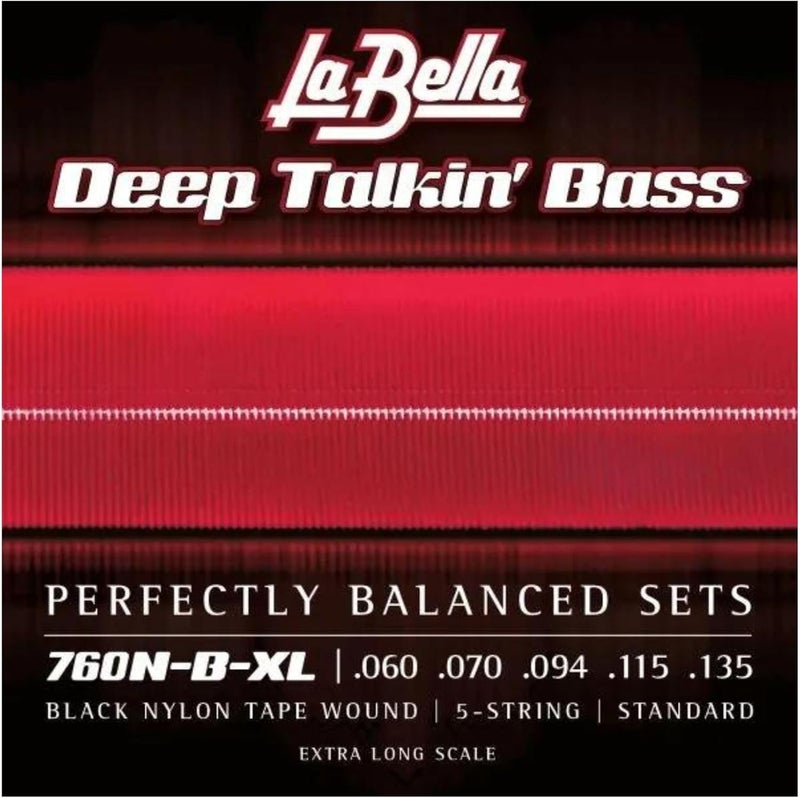 La Bella 760N-B-XL Deep Talkin Bass Black Nylon Tape Wound 5-String Extra Long Scale 60-135 - Image 4