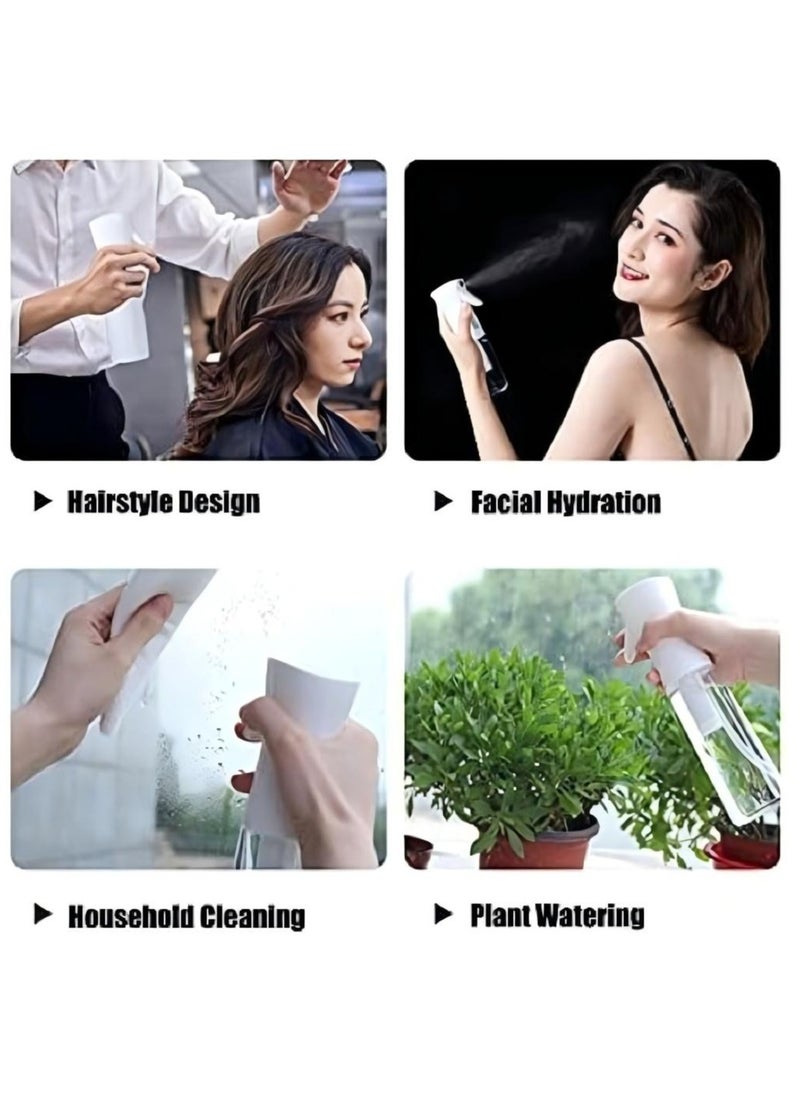 HaHaHai 2 Piece Hair Spray Misting Bottle, 200ml + 500ml Refillable Fine Mist Sprayer Bottle, Ultra Fine Continuous Water Mister For Salon, Gardening, Plants & Skin Care (Transparent)  - Image 4
