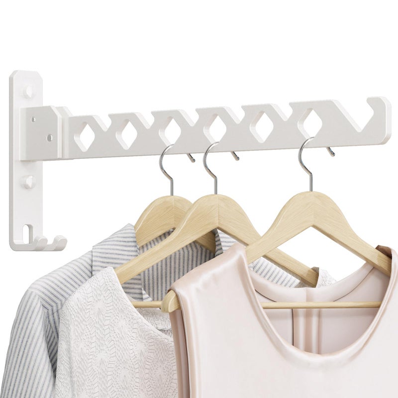 Dancrul White Clothes Hanger Rack Wall Mounted Drying Rack Coat Hook Laundry Room Accessories Closet Organizer - Image 1