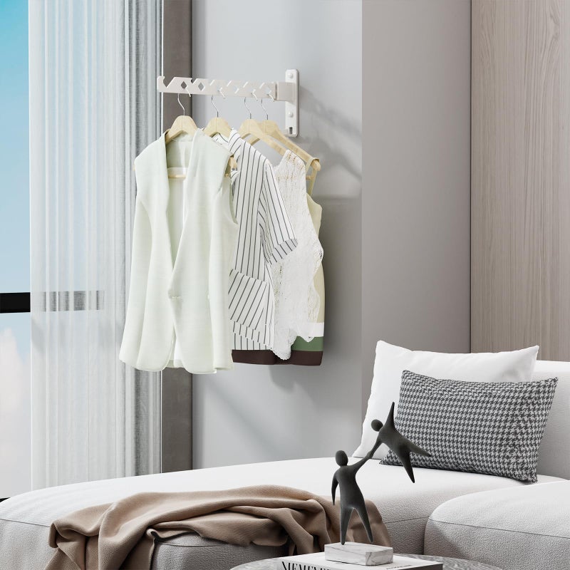Dancrul White Clothes Hanger Rack Wall Mounted Drying Rack Coat Hook Laundry Room Accessories Closet Organizer - Image 5