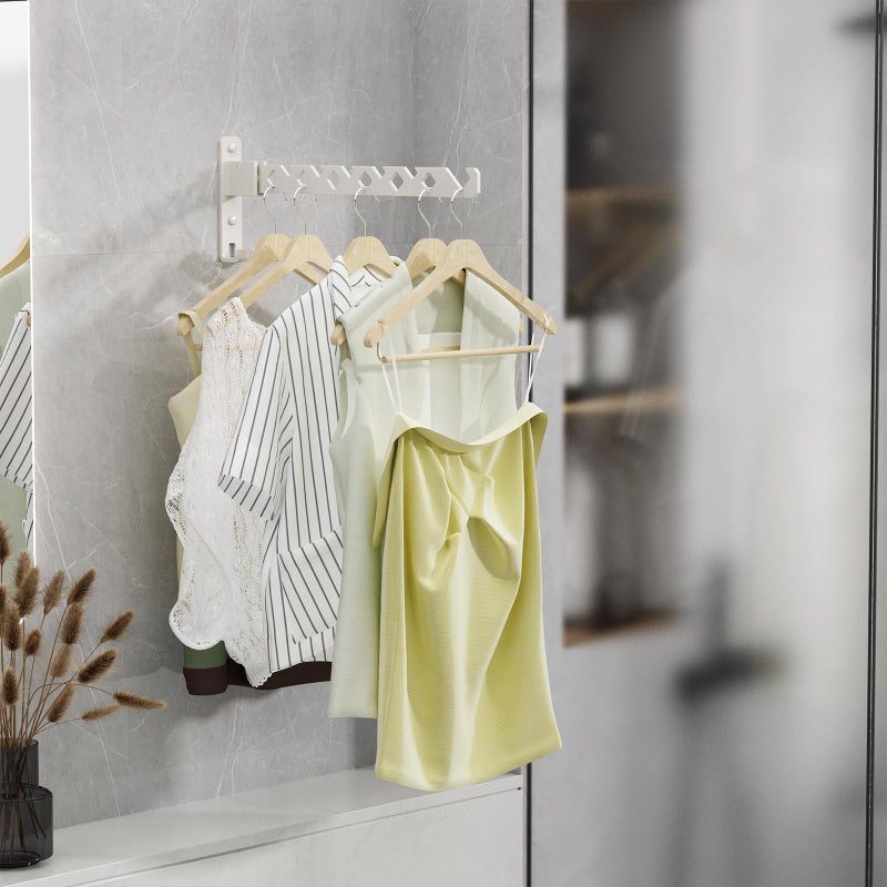 Dancrul White Clothes Hanger Rack Wall Mounted Drying Rack Coat Hook Laundry Room Accessories Closet Organizer - Image 2