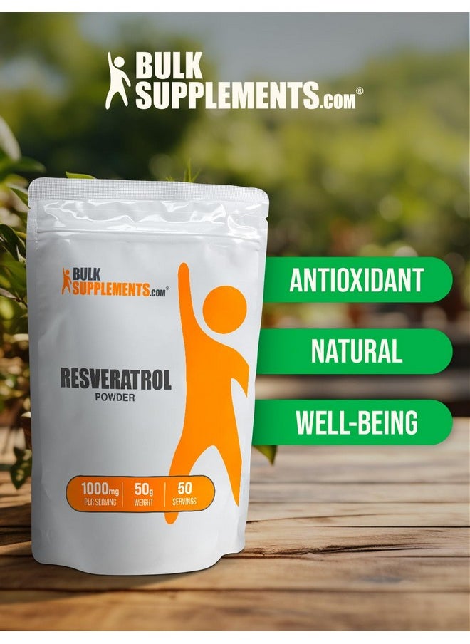 بالك سابلمنتس - مسحوق ريسفيراترول من BulkSupplements.com - مكمل ريسفيراترول، بوليجونوم كوسبيداتوم، ريسفيراترول 1000 مجم - مضاد للأكسدة وخالي من الجلوتين، 1000 مجم لكل وجبة، 50 جم (1.8 أونصة) (عبوة من قطعة واحدة) - Image 1