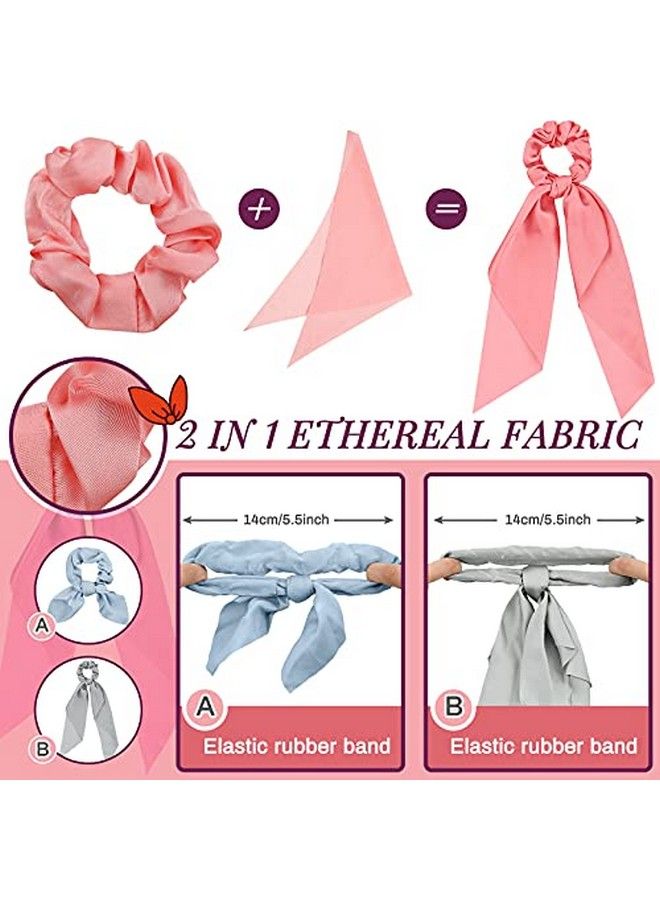 Mtlee 12 Pieces Hair Scarf Scrunes Hair Bow Scrunes For Girls Women Hair Scrunes With Bow Bunny Ear Bowknot Elastic Hair Bands Bow Hair Ties Ponytail Holders (Classic Pattern Fresh Color)  - Image 5