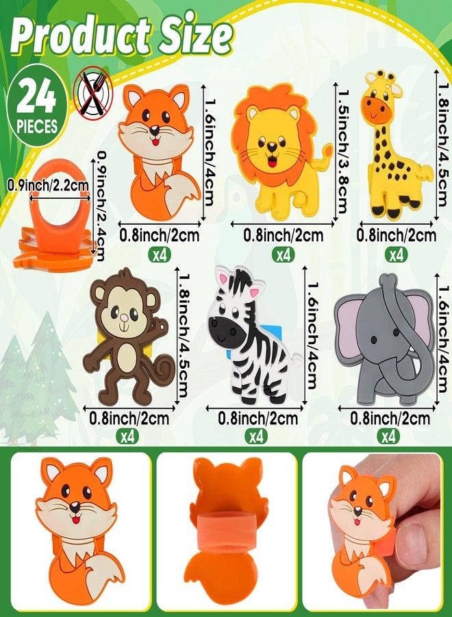 AKAIXI 24 PCS Jungle Animals Cupcake Toppers Forest Theme Cupcake Ring Lion Monkey Zebra Fox Giraffe Elephant Cake Topper for Birthday Baby Shower Oh Baby Party Favor Nursery Wild Party Supplies - Image 2