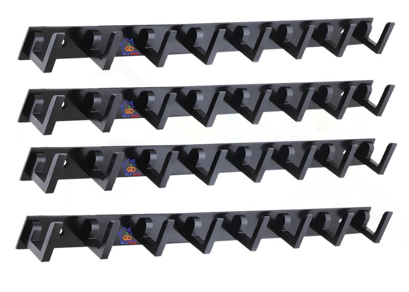 GHAR DWAR L Type Stainless Steel 6 Pin Cloth Hanger Wall Hooks Rail for Hanging Clothes Bathroom Wall Door for Hanging Keys,Towel Antique (8 Pin Black, Pack of 4) - Image 1