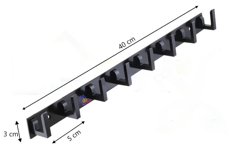 GHAR DWAR L Type Stainless Steel 6 Pin Cloth Hanger Wall Hooks Rail for Hanging Clothes Bathroom Wall Door for Hanging Keys,Towel Antique (8 Pin Black, Pack of 4) - Image 2