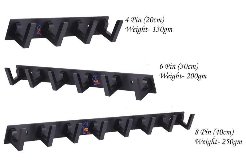 GHAR DWAR L Type Stainless Steel 6 Pin Cloth Hanger Wall Hooks Rail for Hanging Clothes Bathroom Wall Door for Hanging Keys,Towel Antique (8 Pin Black, Pack of 4) - Image 4