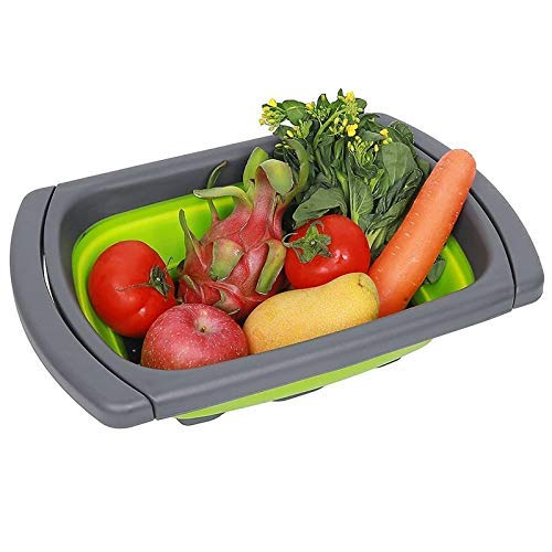 SEMITO FruitVegetable and Food Strainer Use Over The Sink with extendable Handles Drying Rack Basket for Kitchen Sink Pack of 1 Multi Colour - Image 4