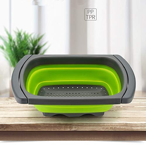 SEMITO FruitVegetable and Food Strainer Use Over The Sink with extendable Handles Drying Rack Basket for Kitchen Sink Pack of 1 Multi Colour - Image 3